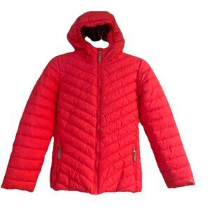 Girls Champion Winter Coat Size L 10-12 Bright Pink Zippered Pockets Hood Puffer